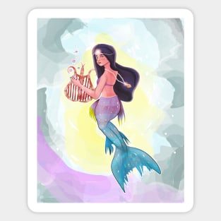 Mermaid with harp Sticker